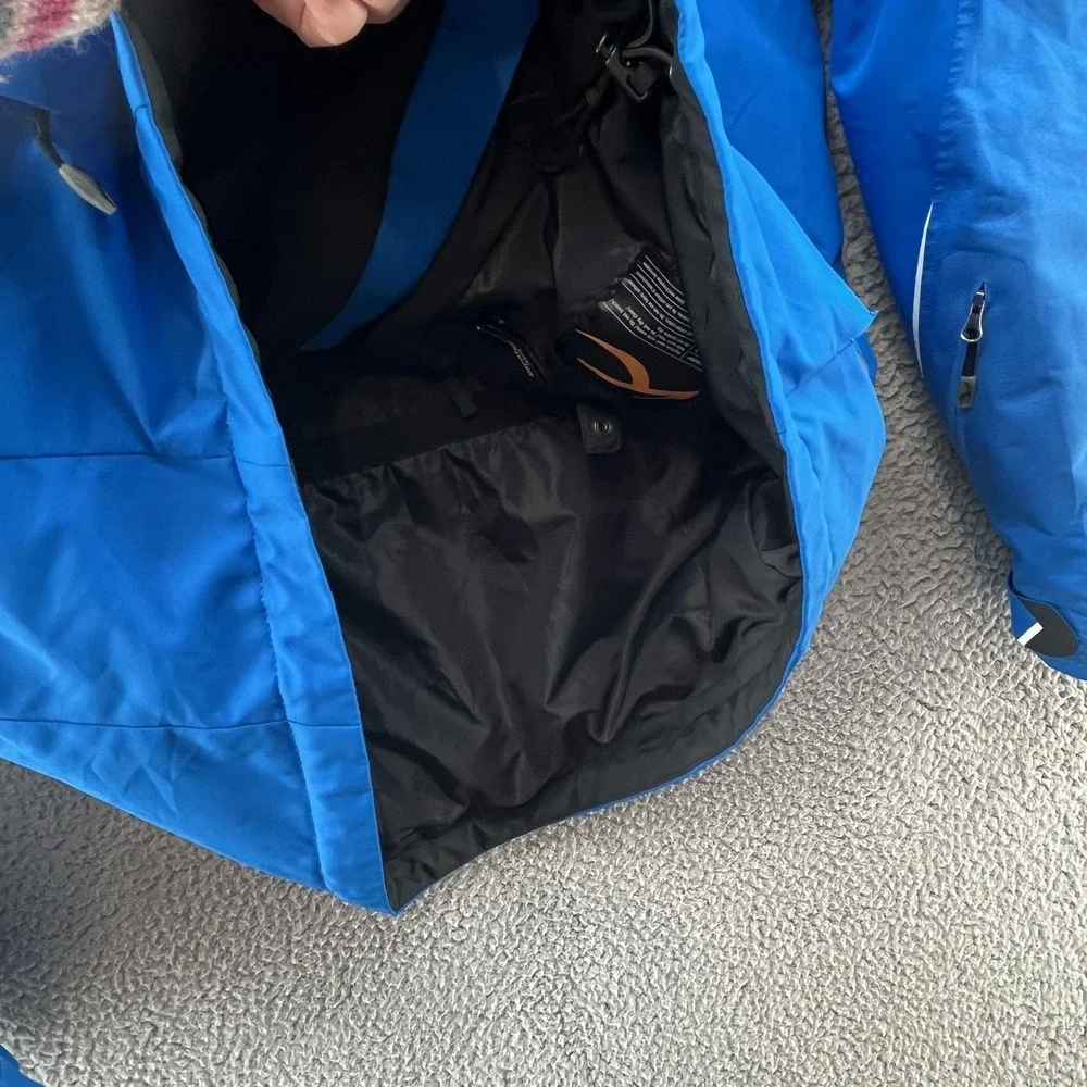 KJUS Ski Jacket Mens Large Blue Dermizax EV‎ Thinsulate Hooded Waterproof Snow